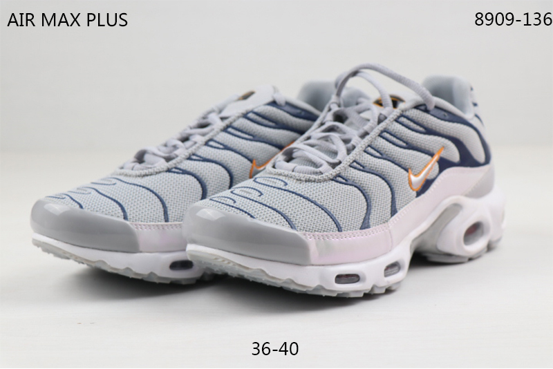 2020 Women Nike Air Max PLUS TN Grey Blue Orange Shoes - Click Image to Close